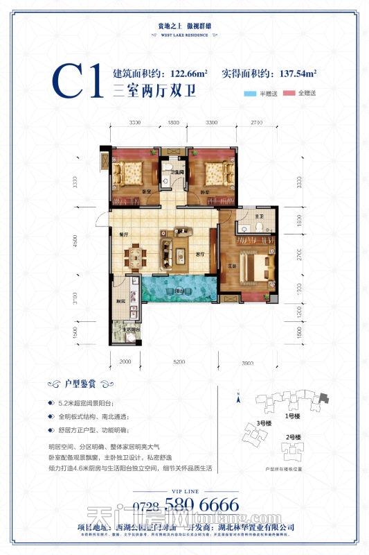 西湖公馆1号楼C1户型
