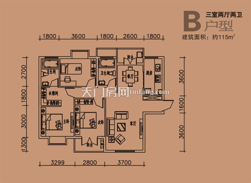 京都1号B户型图