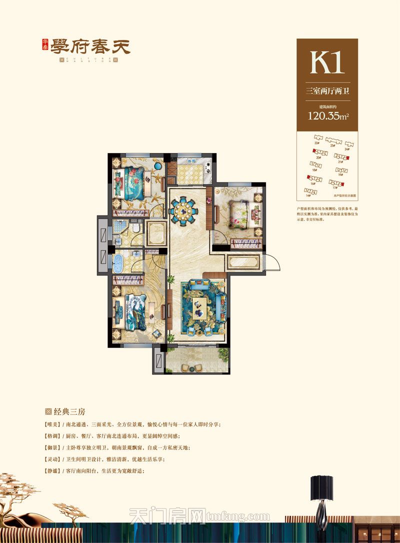 华泰学府春天--K1户型120.35㎡