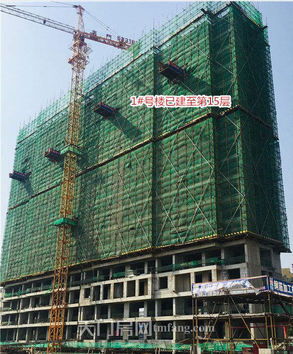 名门5月工程进度：2#楼已建至第21层