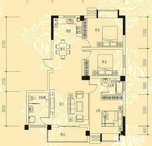 冠南玉兰园大三房精装修