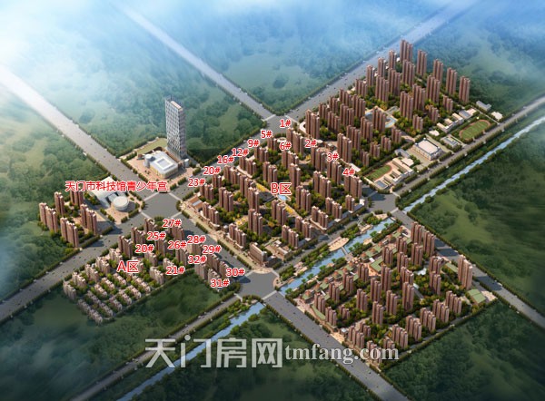 汉旺世纪城3月工程进度 B区2-4#已安装塔吊