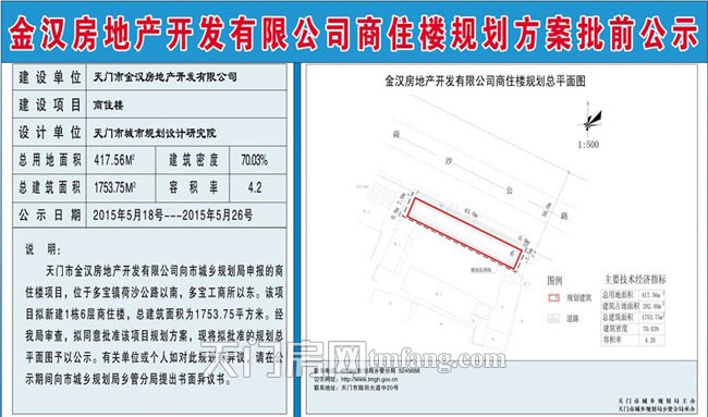 金汉房地产开发有限公司商住楼规划方案批前公示