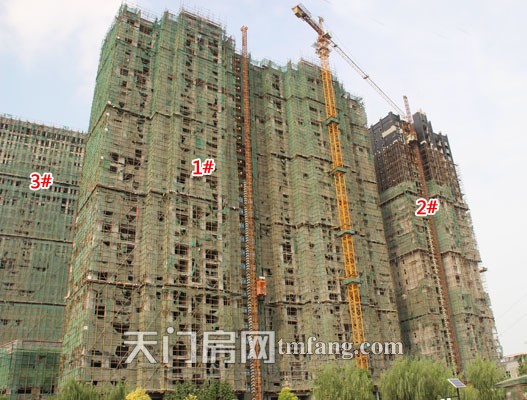 仁信·国际广场8月工程进度：3#楼即将抹外墙