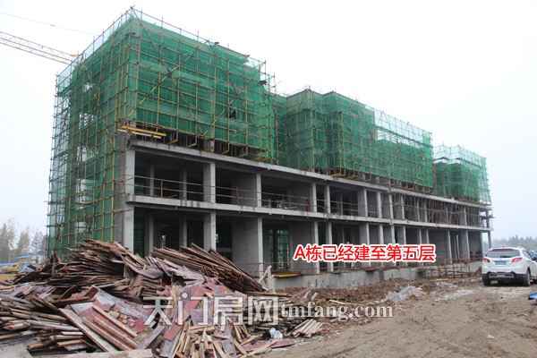 碧水园11月工程进度：A栋楼已经建至第五层