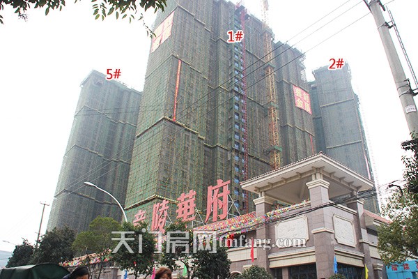 竟陵华府1月工程进度：5#楼即将封顶大吉