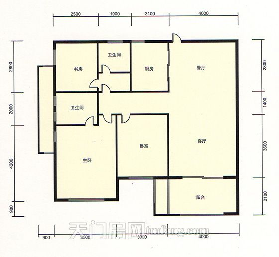 天门新城学府雍景湾D1户型 3室2厅2卫 建筑面积:113