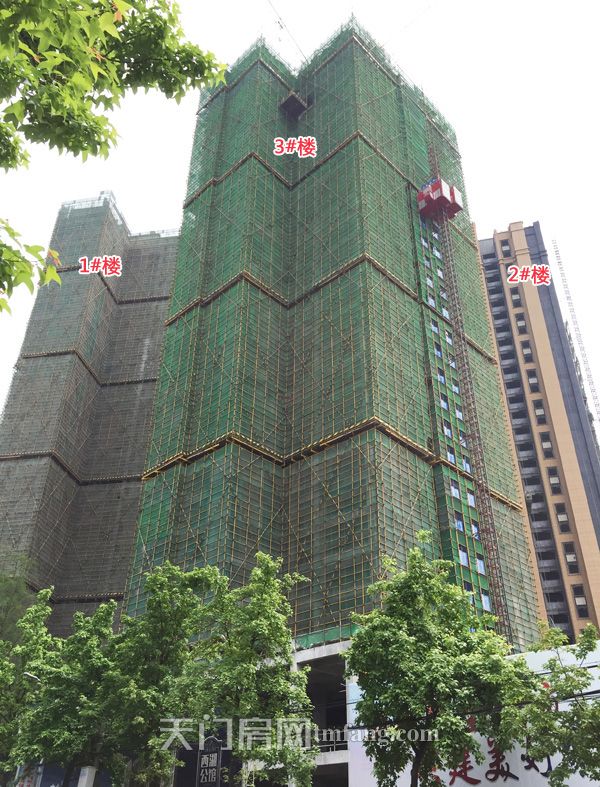 西湖公馆4月工程进度：3号楼已经建至29层