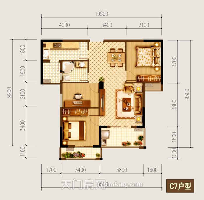 汉旺·世纪城2号楼C7户型
