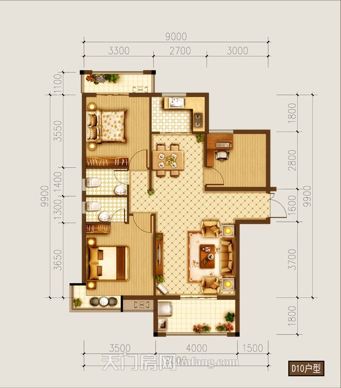 汉旺·世纪城2号楼D10户型
