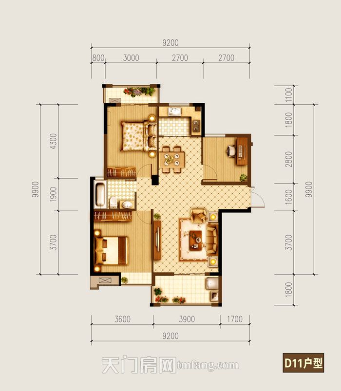 汉旺·世纪城2号楼D11户型