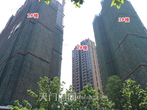 西湖公馆5月工程进度：2#楼外立面基本完工