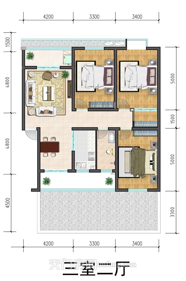 东湖商居街6-9号楼2期3户型