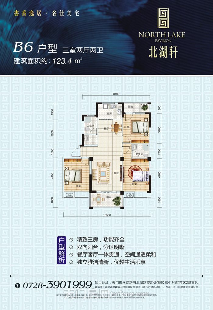 北湖轩1#楼B6户型