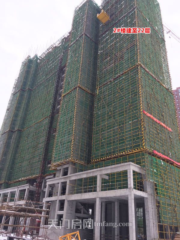 东湖中央公馆1月工程进度：2#楼建至22层